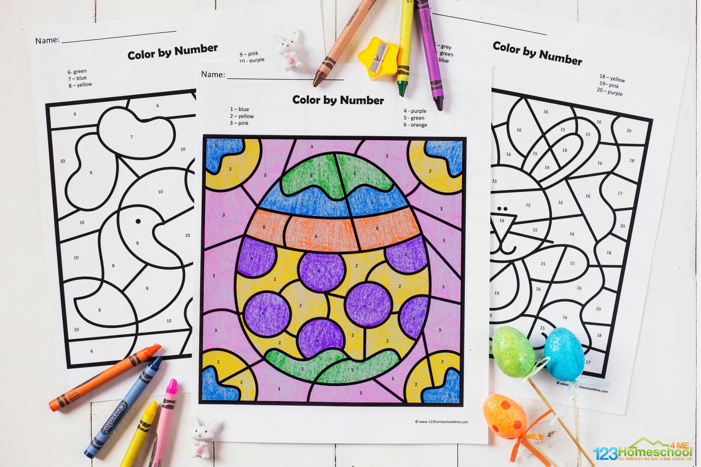 Free Easter Color By Number Worksheets 9