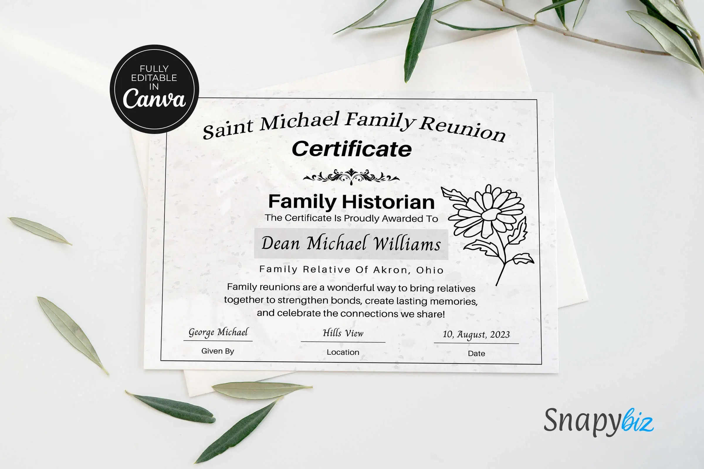 Free Family Reunion Awards Canva Certificate