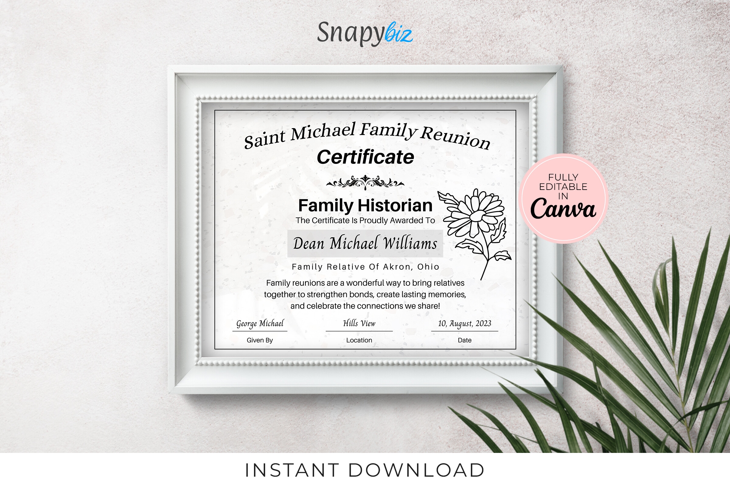 Free Family Reunion Pdf Certificate