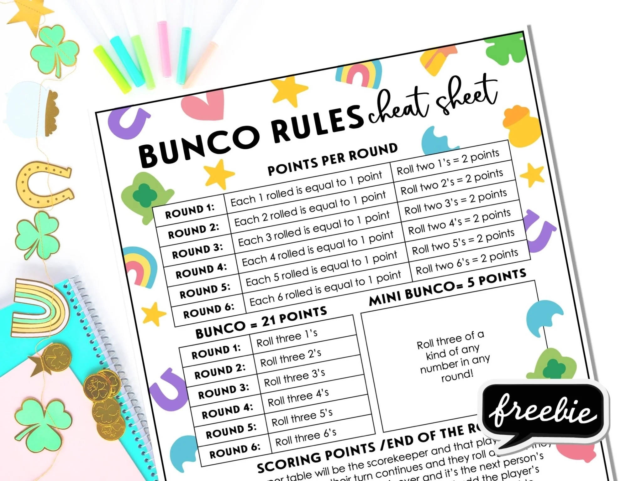 Free Lucky Theme Bunco Rule Sheets Free Lucky Theme Bunco Rule Sheets