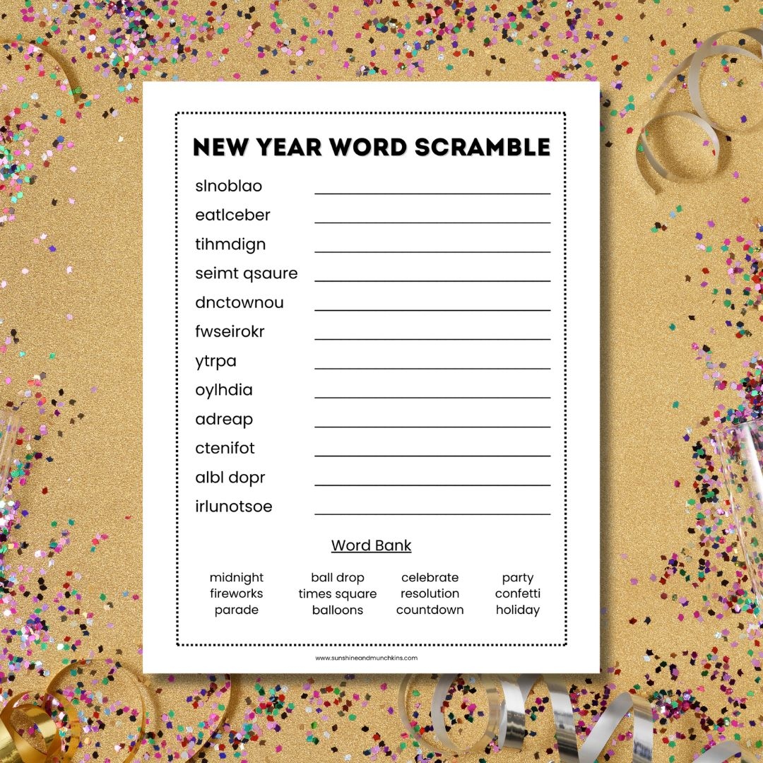 Free New Year Word Scramble Printable Free New Year Word Scramble Printable