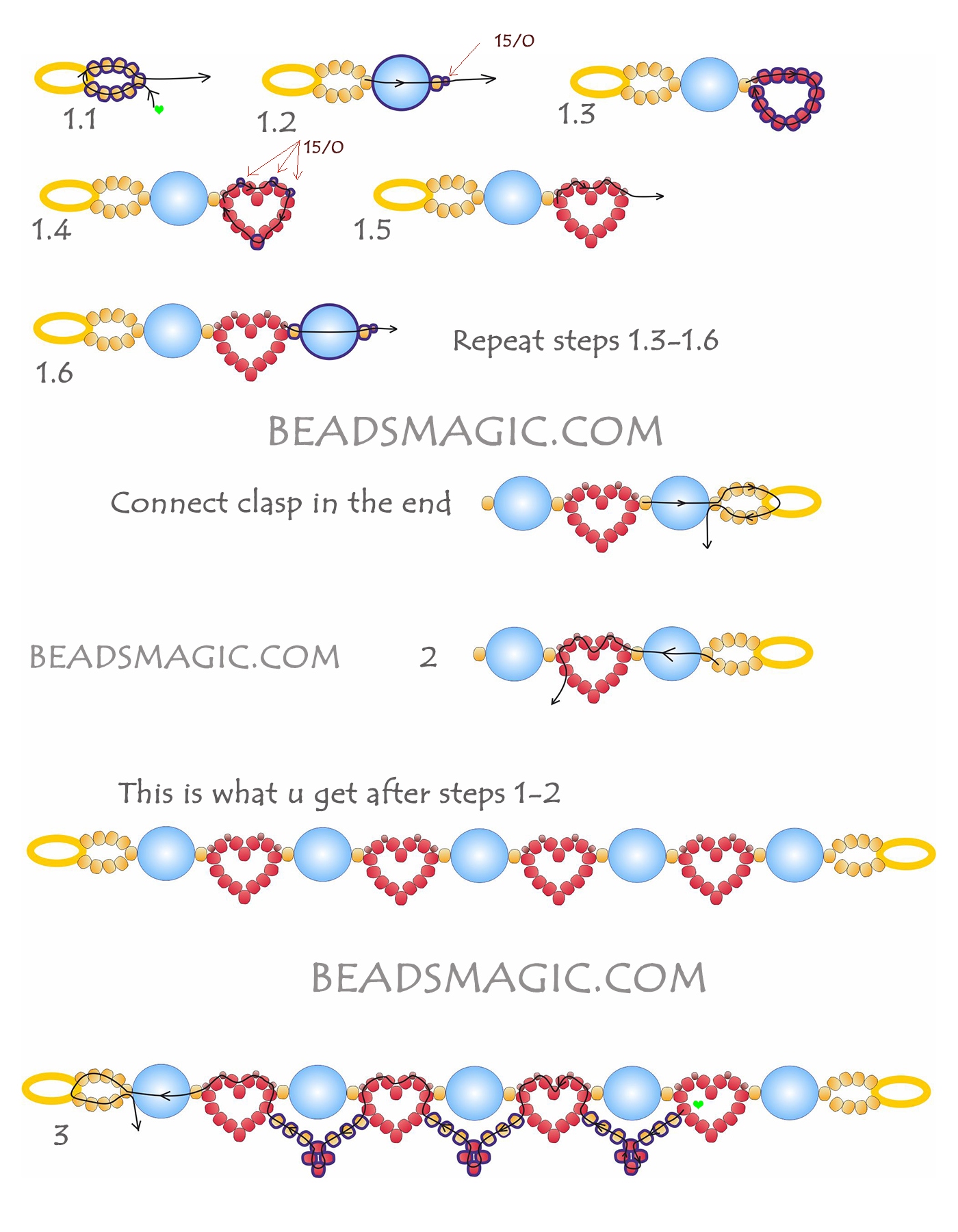 Free Pattern For Bracelet Red Hearts Free Pattern For Bracelet Red Hearts