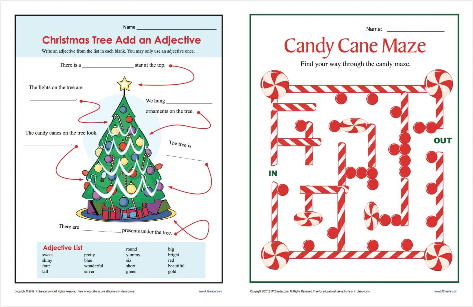 Free Pdf Printable Christmas Worksheets