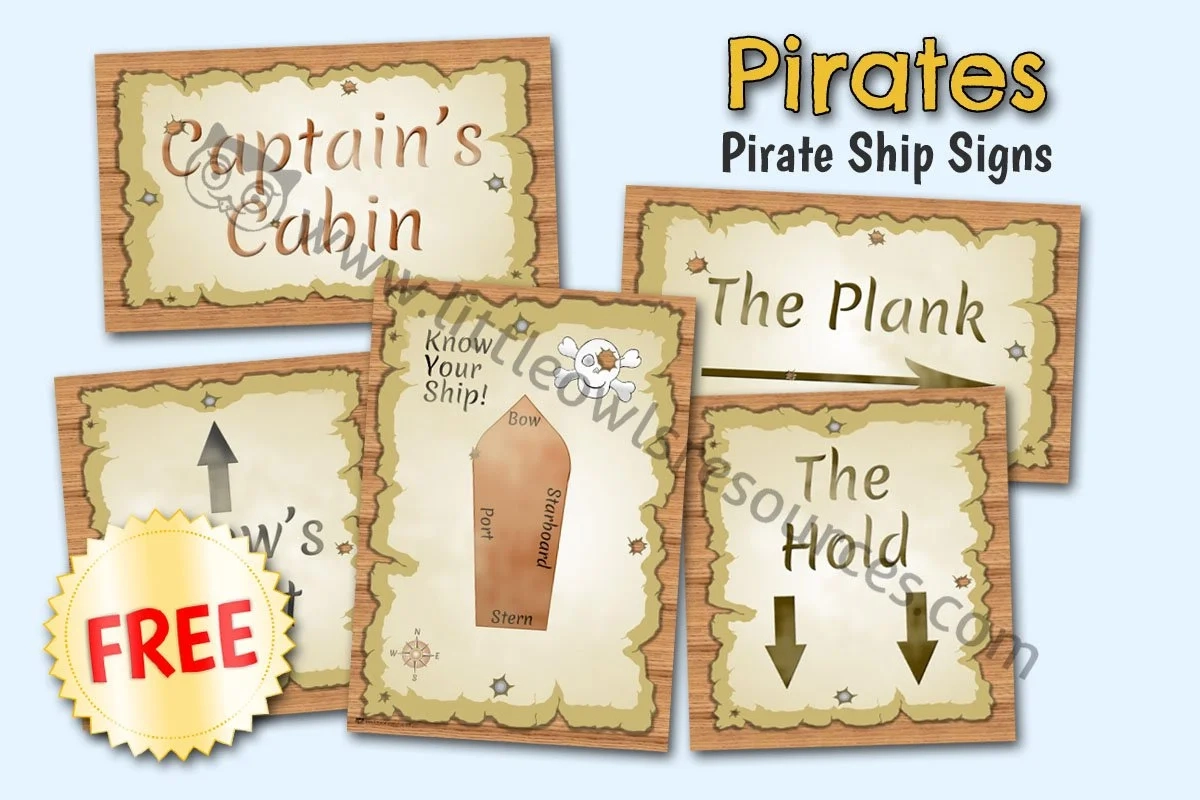 Free Pirate Ship Role Play Display Signs