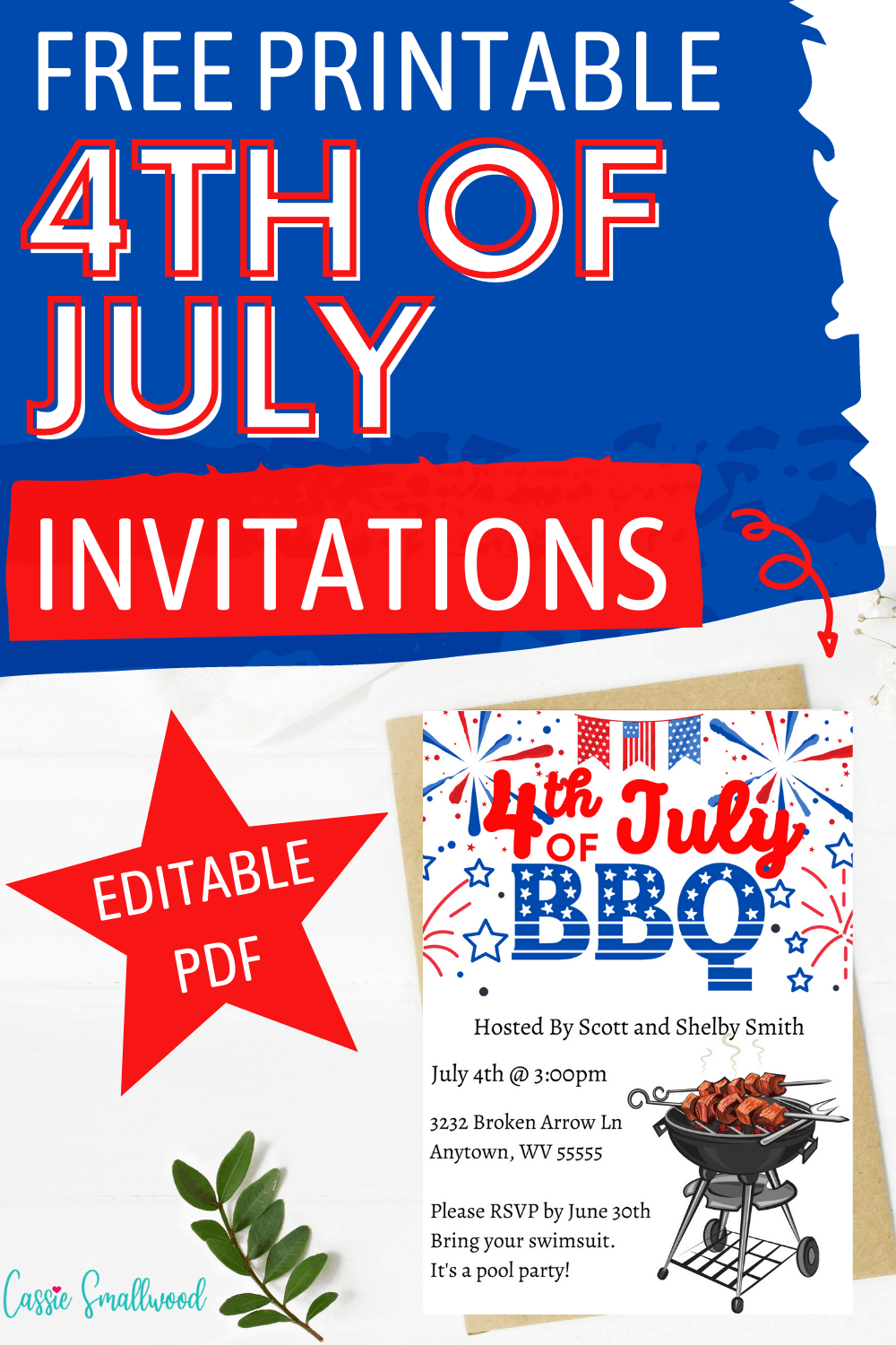 Free Printable 4th Of July Party Invitation Editable Template Free Printable 4th Of July Party Invitation Editable Template