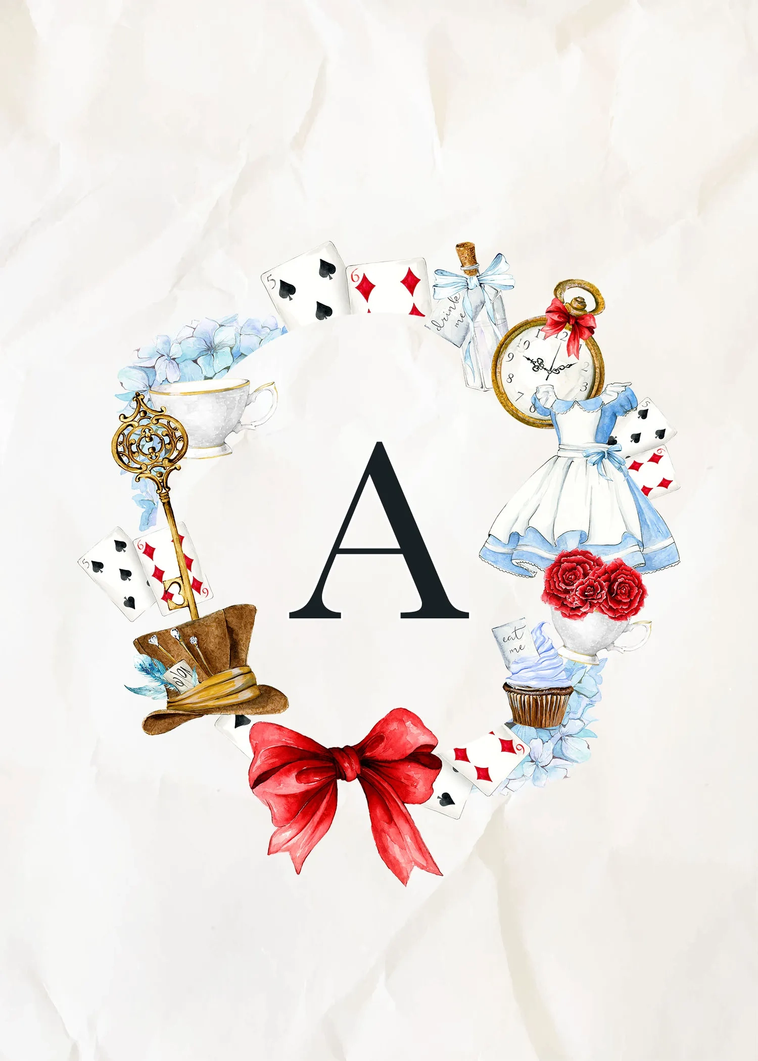 Free Printable Alice Wonderland Monograms