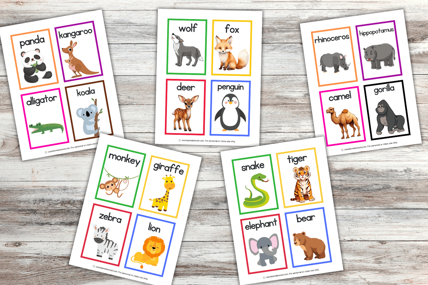Free Printable Animal Flash Cards For Preschool Kids