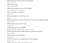 Free Printable Bible Trivia Quiz With Answer Key