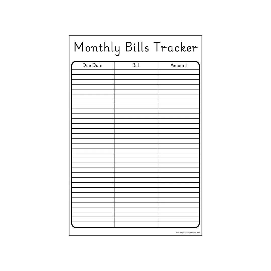 pdf free printable bill tracker