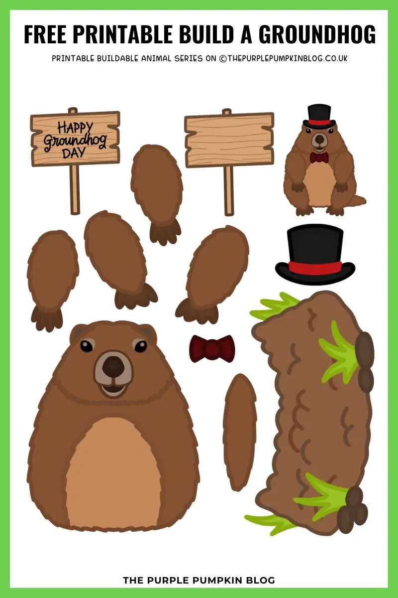 Free Printable Build A Groundhog Craft Template For Groundhog Day Punxsutawney Phil