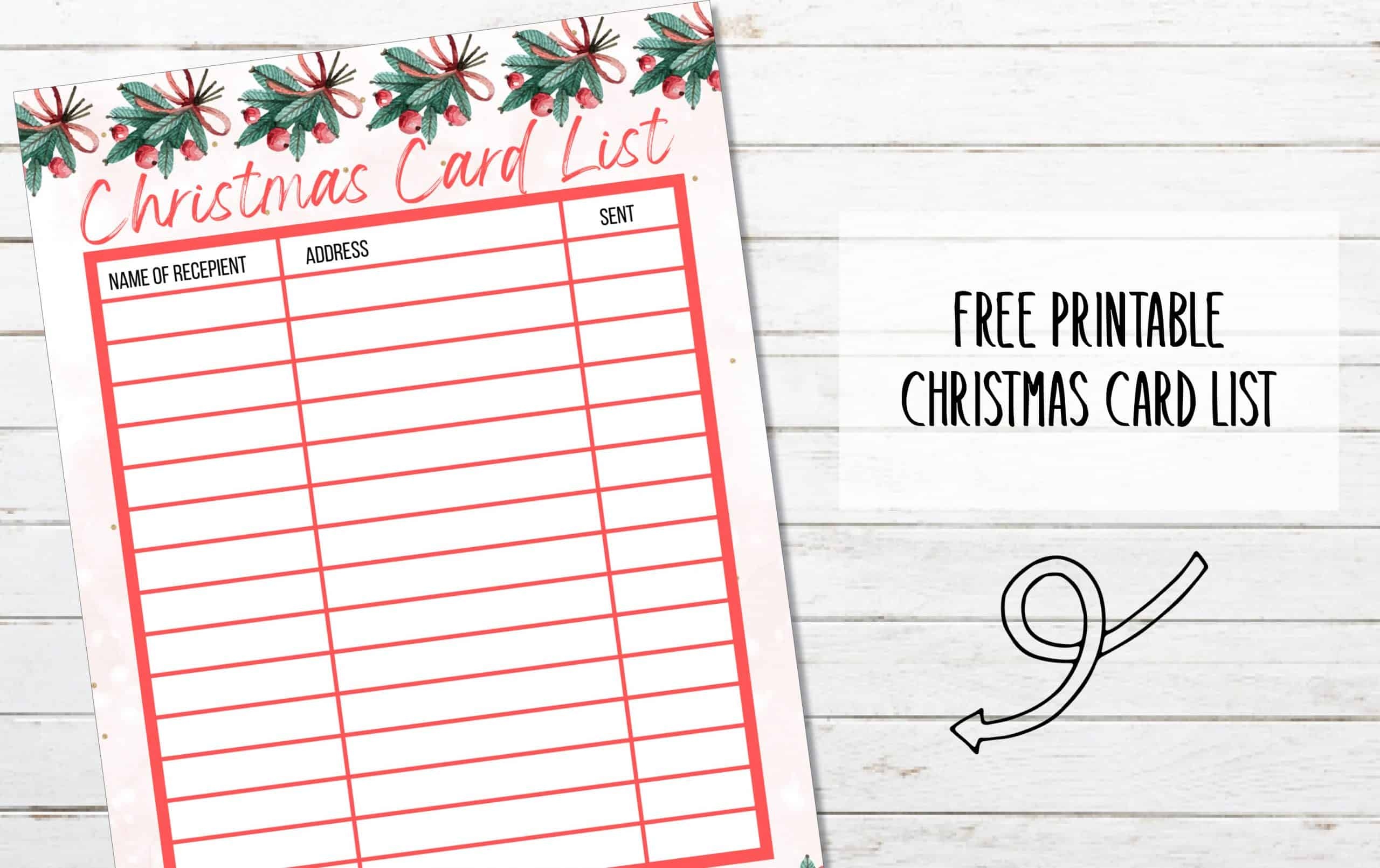 Free Printable Christmas Card List