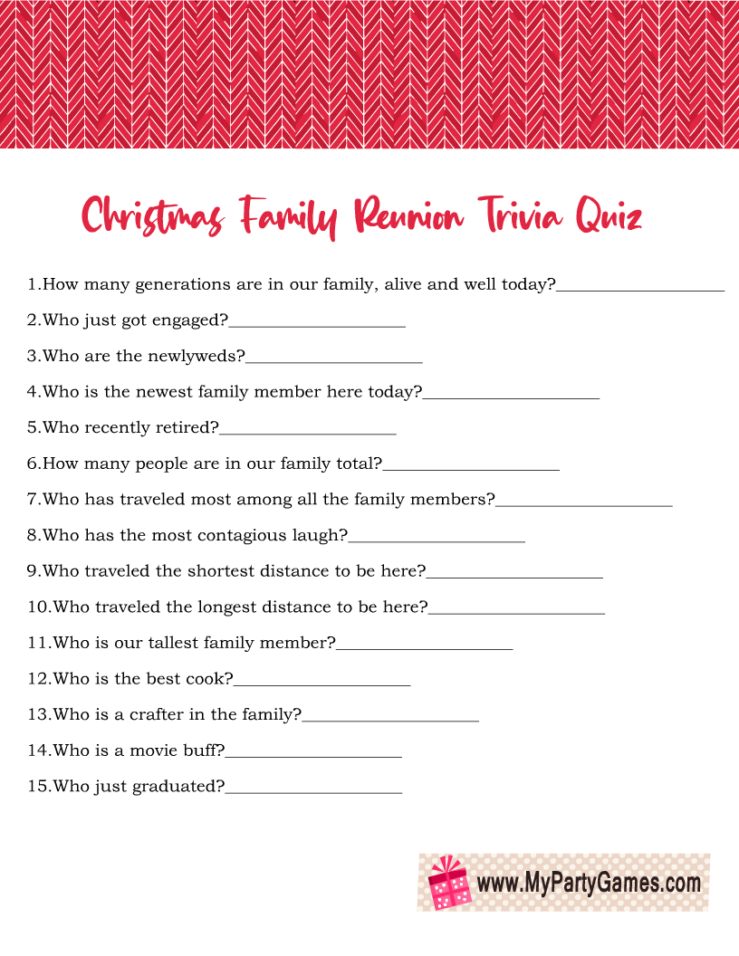 Free Printable Christmas Family Reunion Trivia Quiz Free Printable Christmas Family Reunion Trivia Quiz