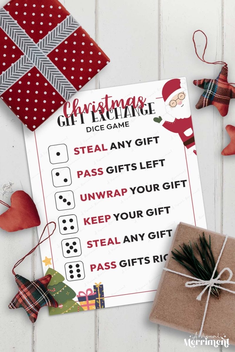 Free Printable Christmas Gift Exchange Game With Dice Free Printable Christmas Gift Exchange Game With Dice