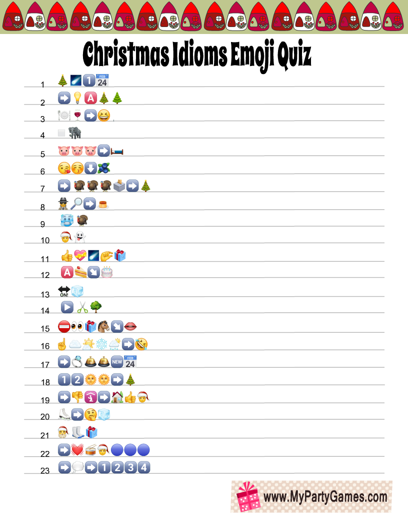 Free Printable Christmas Idioms Emoji Quiz With Answer Key