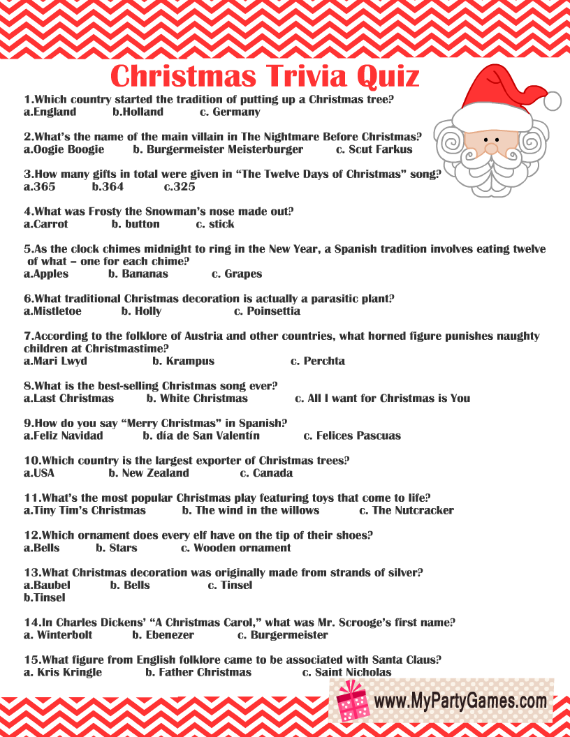 christmas quiz with answers printable christmas quiz with answers printable
