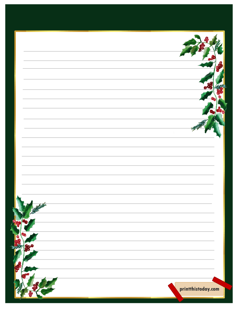 Free Printable Christmas Writing Paper Stationery Free Printable Christmas Writing Paper Stationery