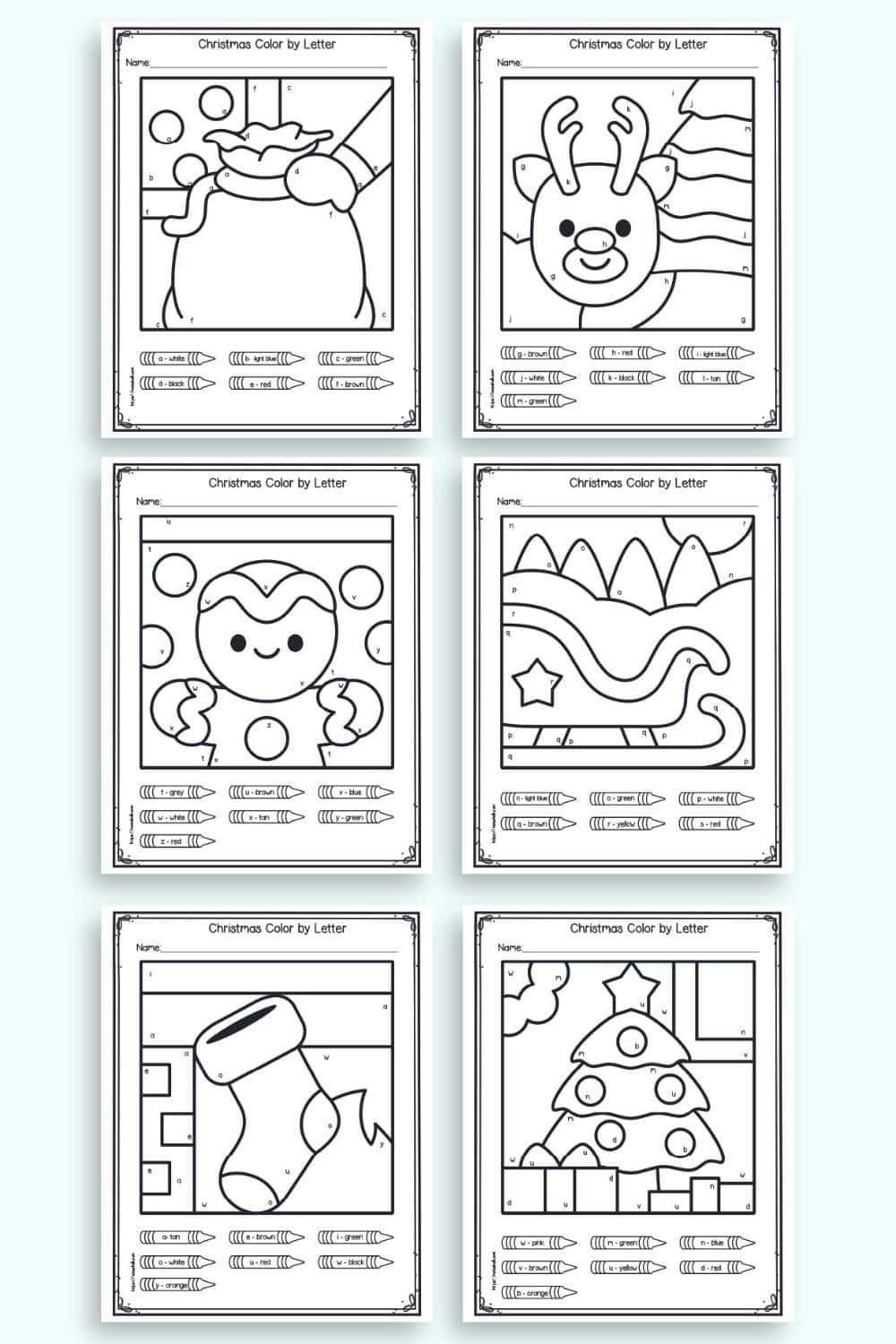 Free Printable Color By Letter Christmas Worksheets