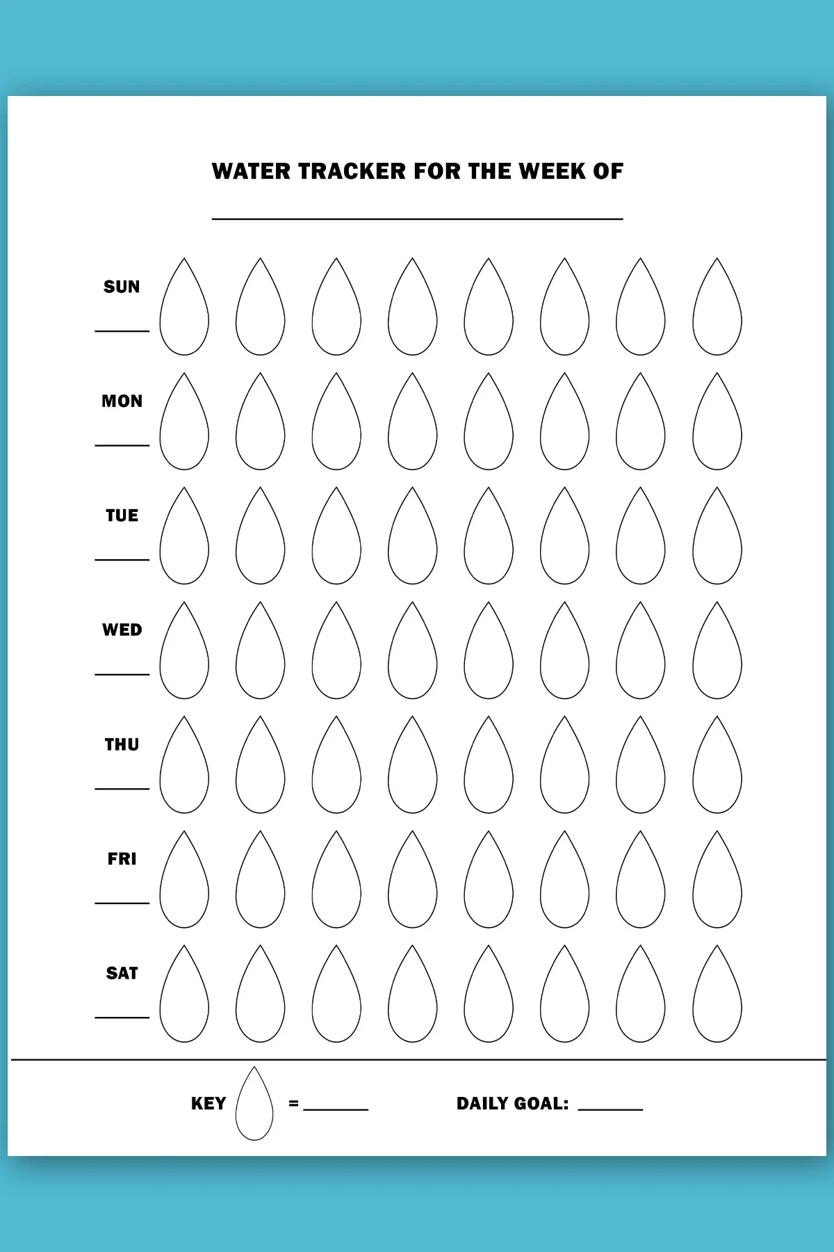 water intake tracker printable