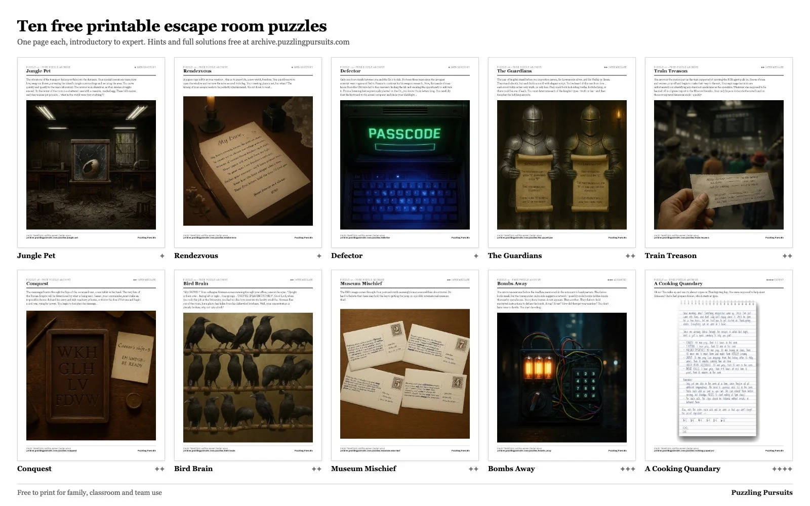 Free Printable Escape Room Puzzles