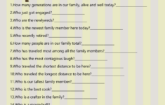 Free Printable Family Reunion Trivia Quiz