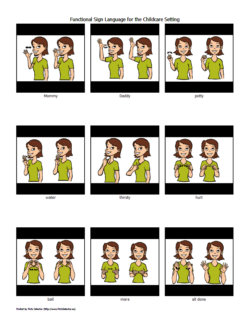 Free Printable Functional Sign Language For The Childcare Setting
