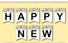 Free Printable Happy New Year Banner Black And Golden Confetti