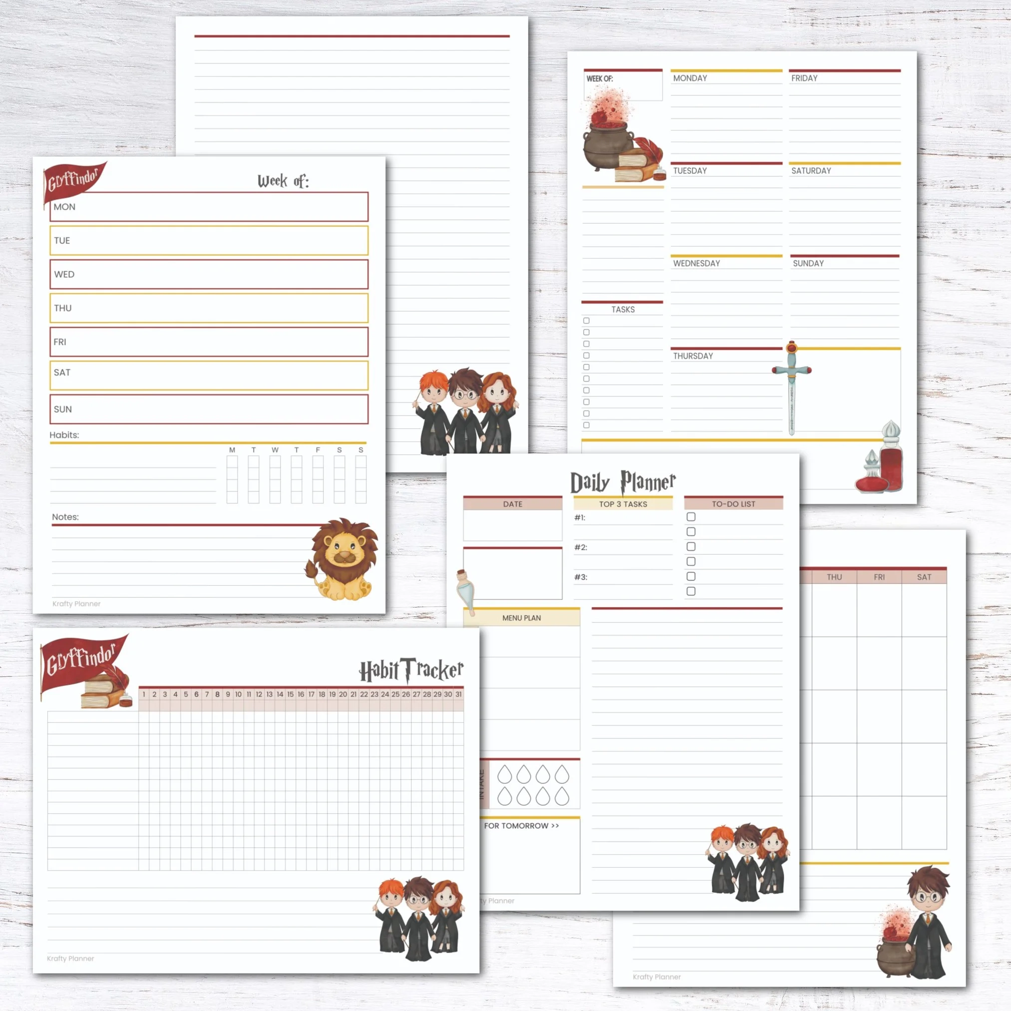 Free Printable Harry Potter Planning Pages
