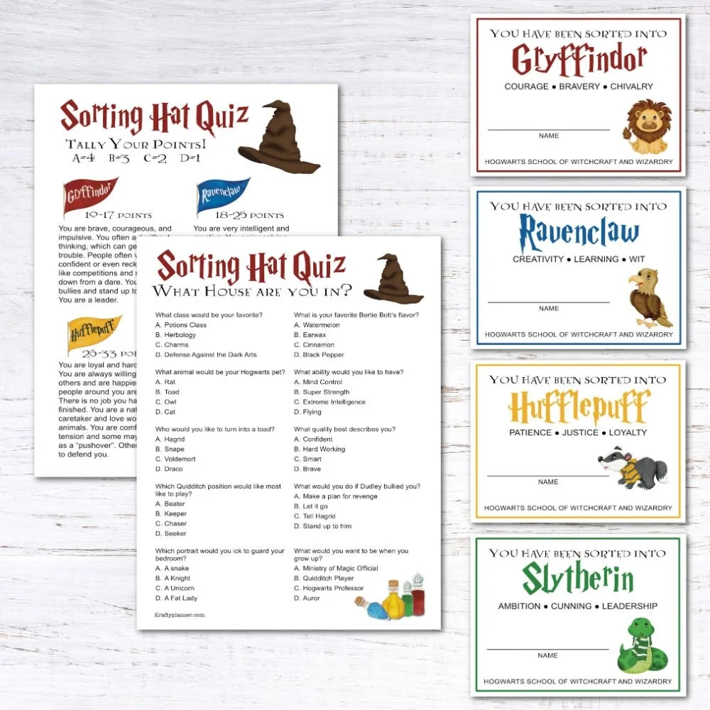 Free Printable Hogwarts Sorting Hat Ceremony