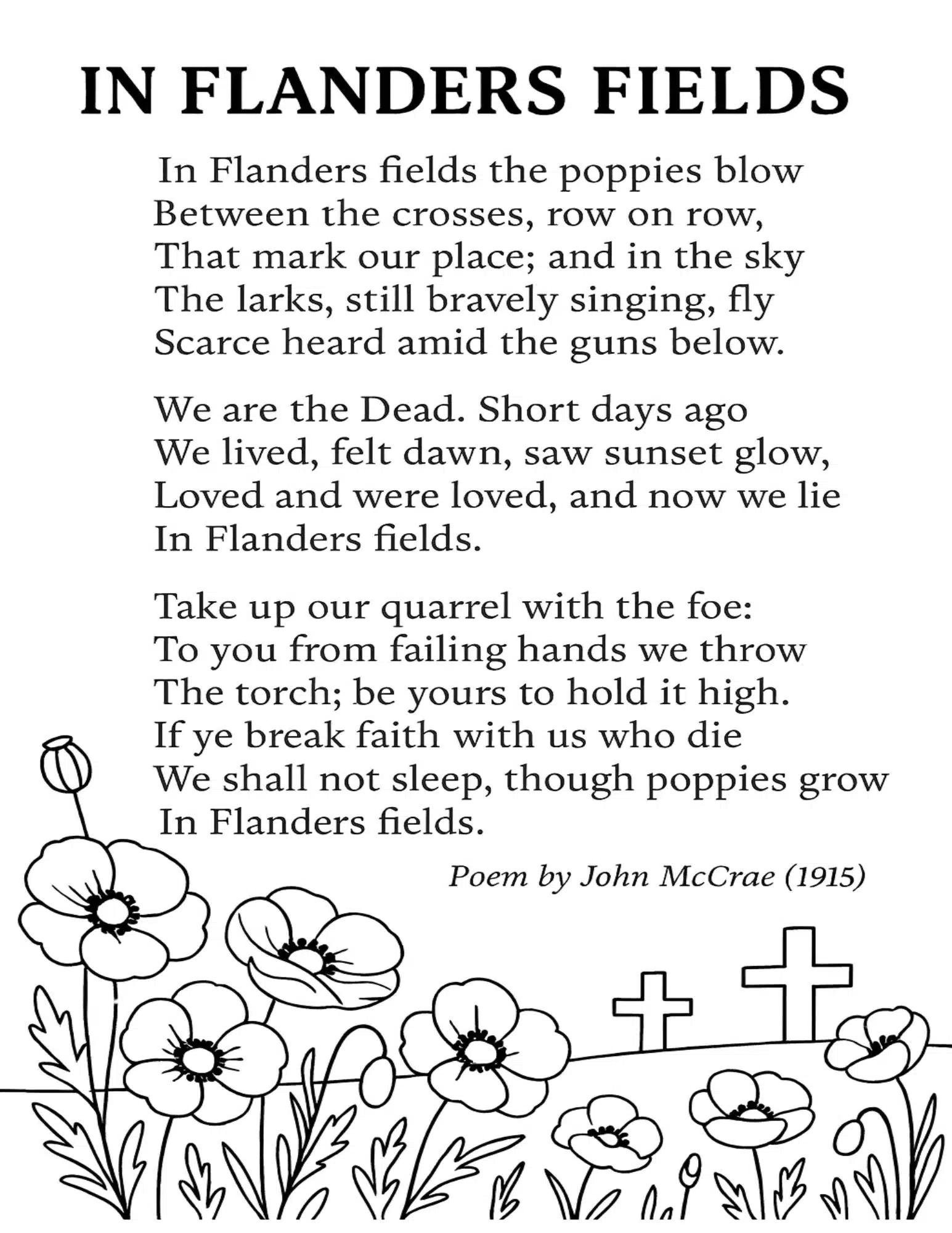 Free Printable In Flanders Fields Poem