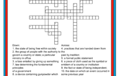 Free Printable Independence Day Crossword Puzzle With Answer Key