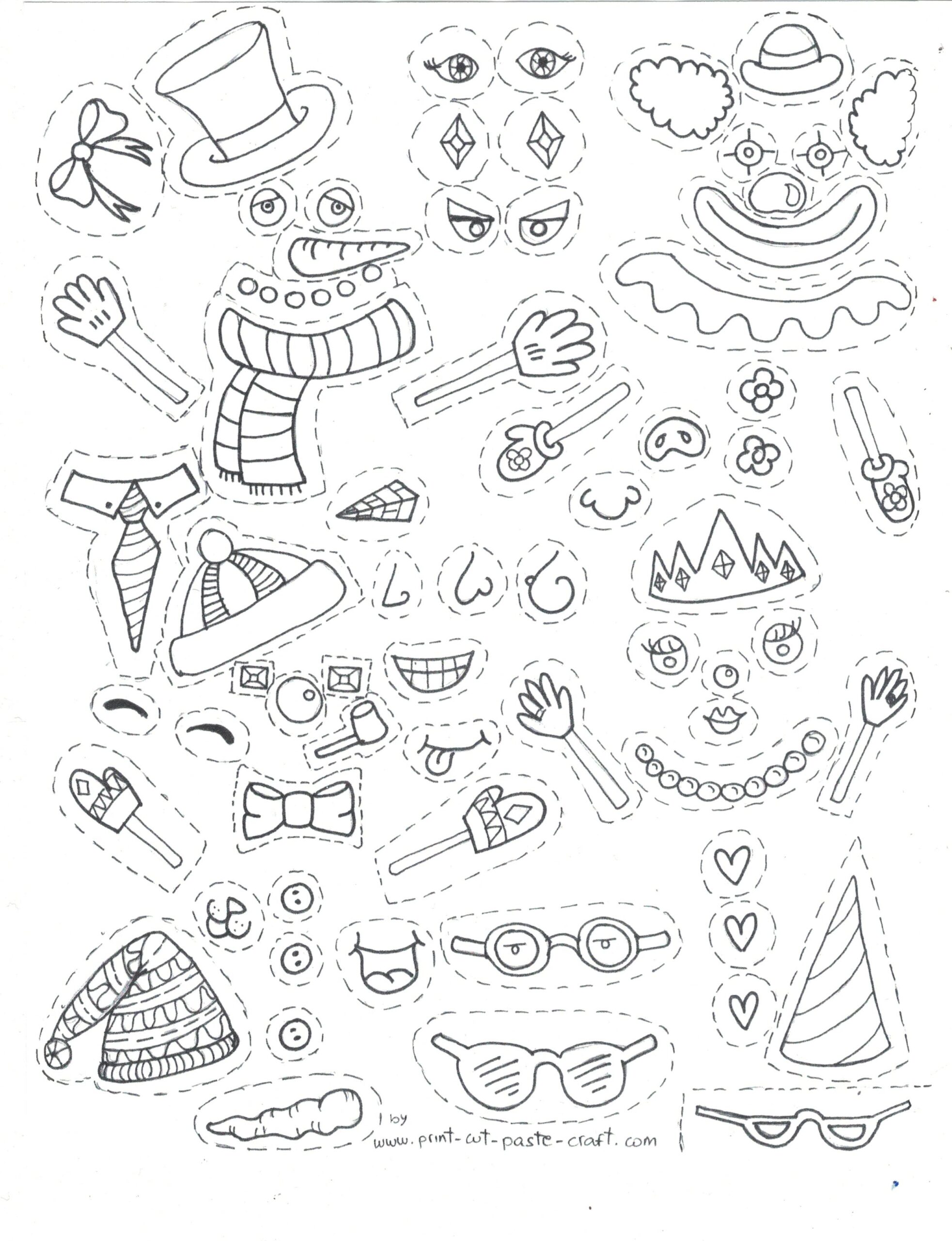 printable snowman body parts