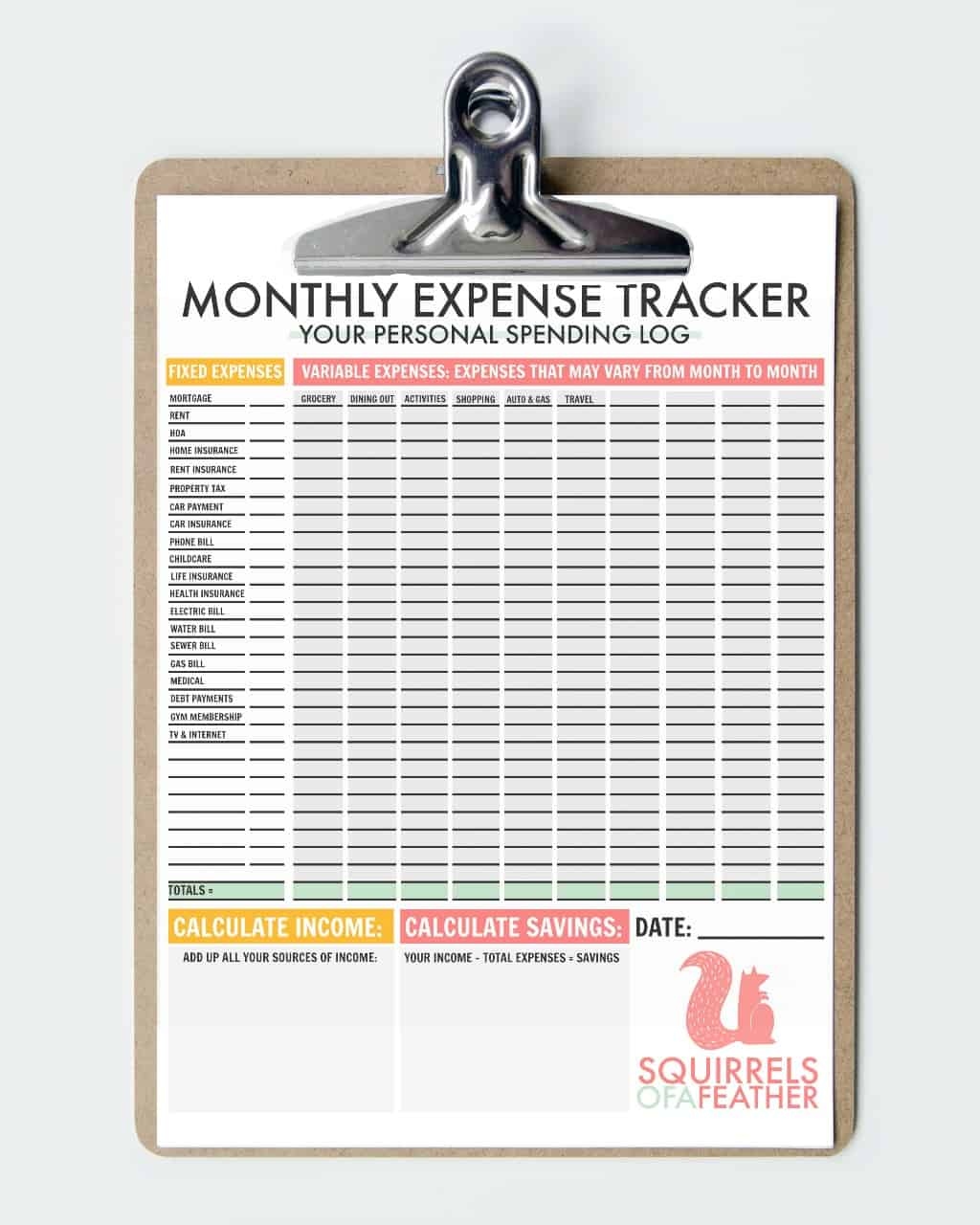 Free Printable Monthly Expense Tracker Pdf