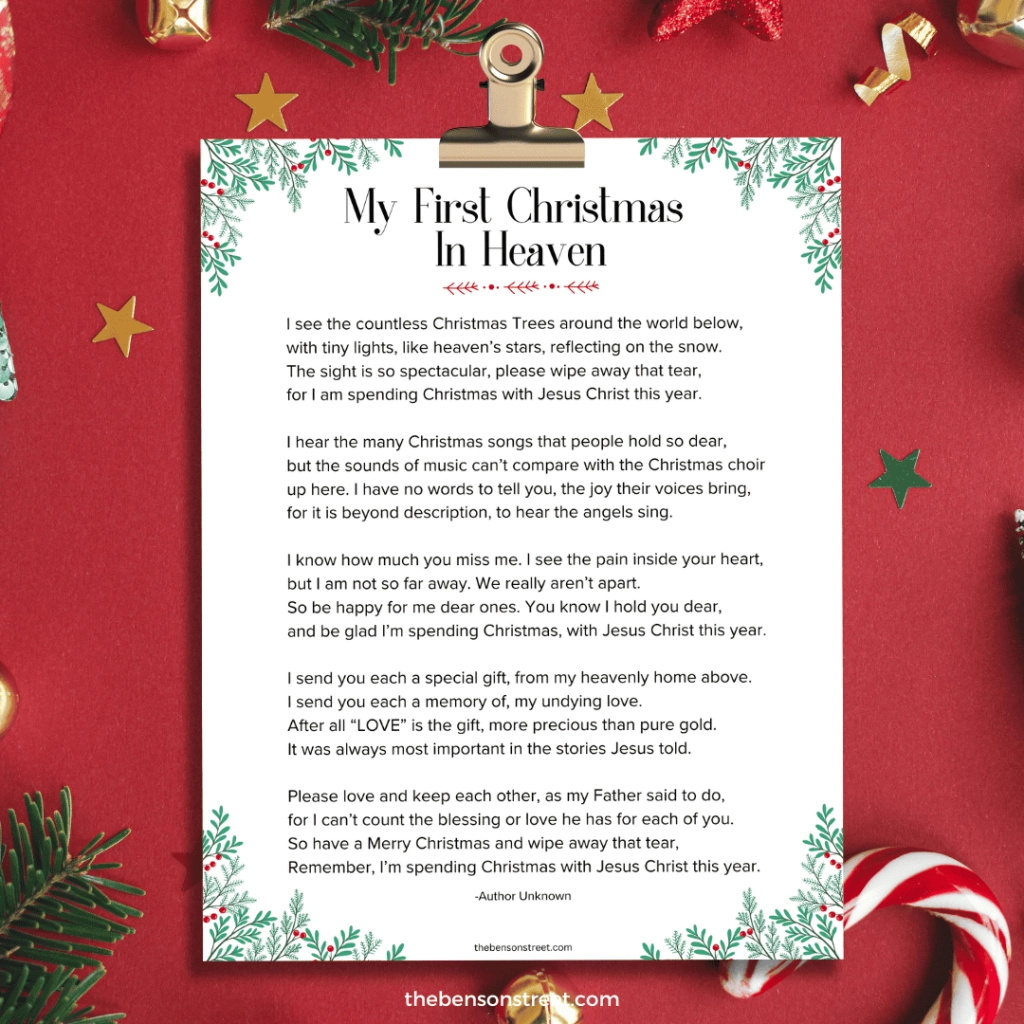 Free Printable My First Christmas In Heaven Poem