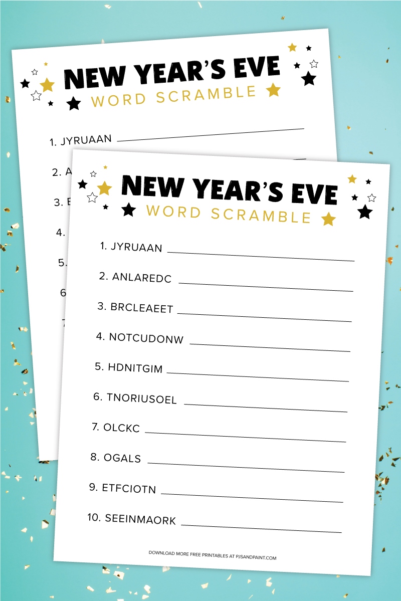 free printable new years word scramble free printable new years word scramble
