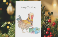 Free Printable Rooster Christmas Card