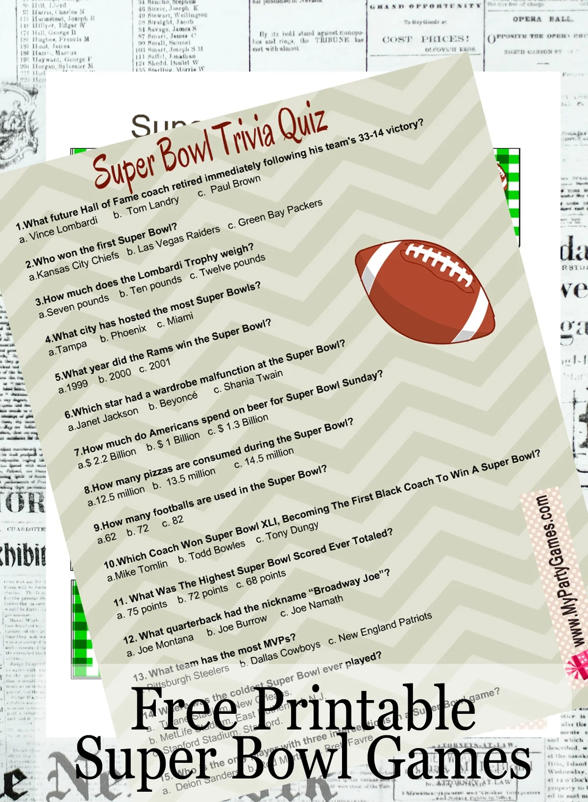 Free Printable Super Bowl Football Games