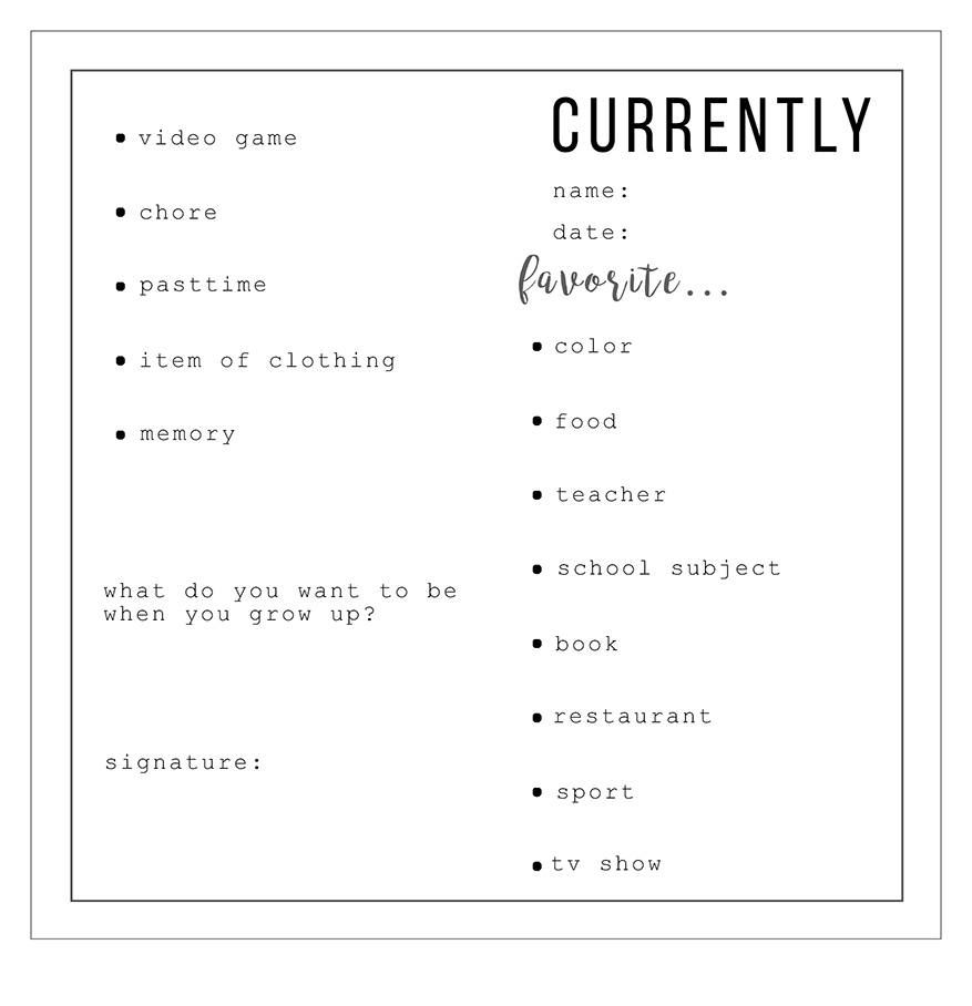 Free Printable Time Capsule Ideas Free Printable Time Capsule Ideas