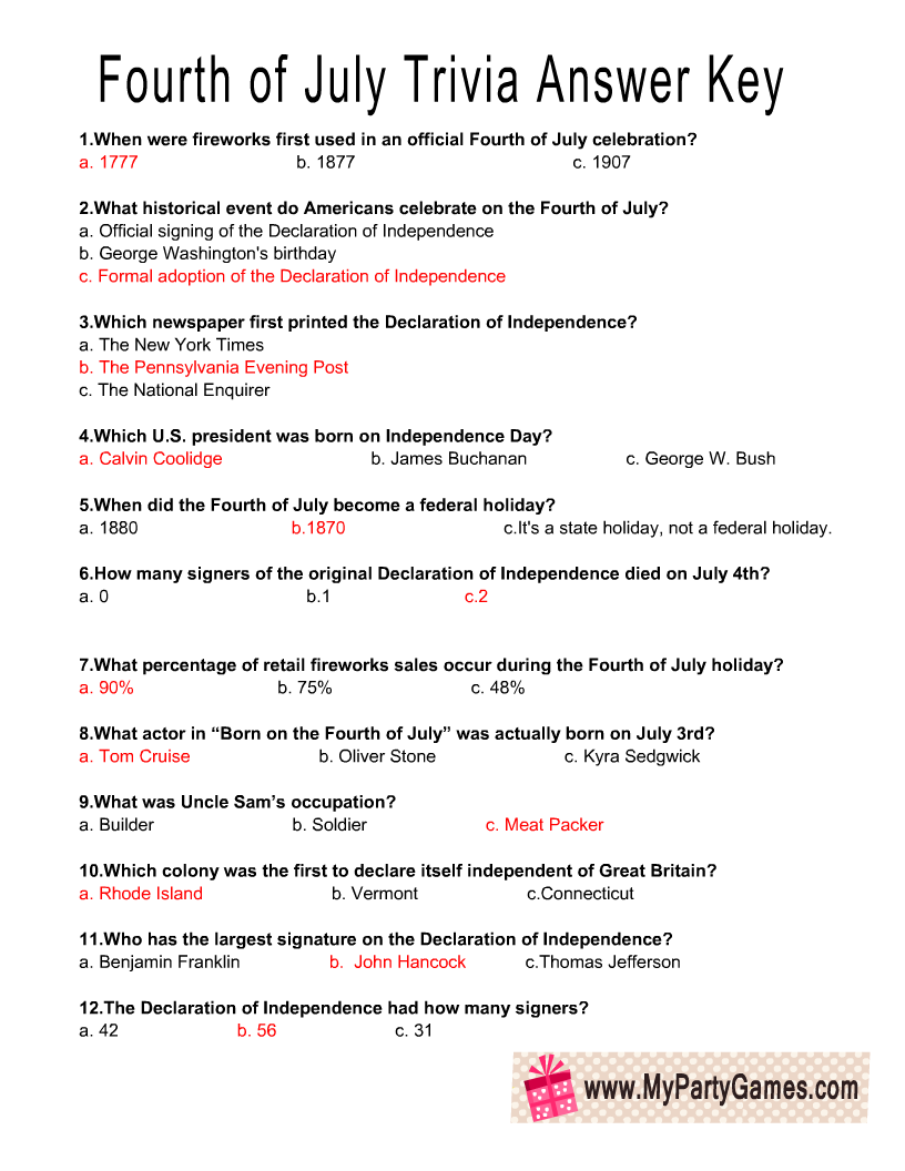 printable 4th of july trivia questions answers printable 4th of july trivia questions answers