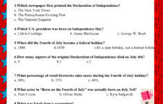 Free Printable Usa Independence Day Trivia Quiz