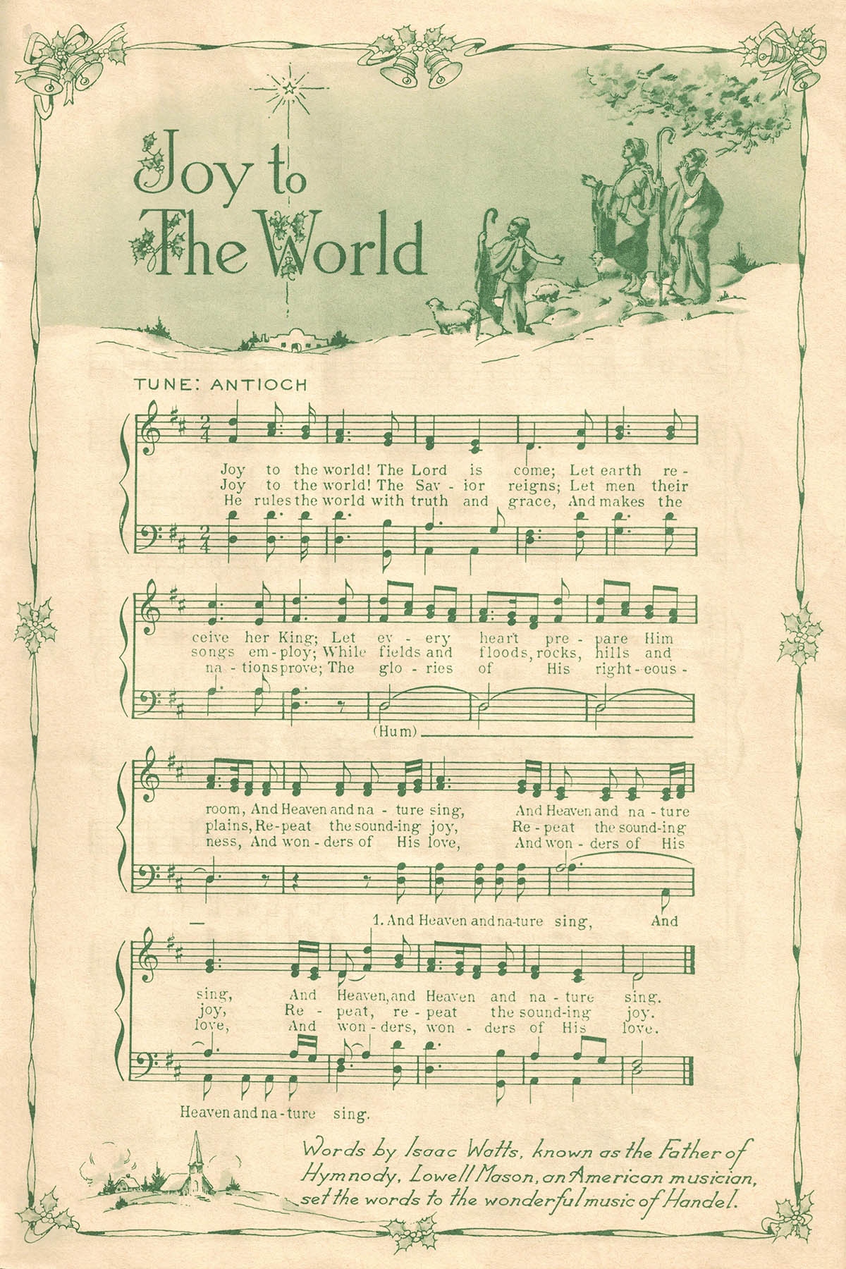 Free Printable Vintage Green Illustrated Christmas Carols Free Printable Vintage Green Illustrated Christmas Carols