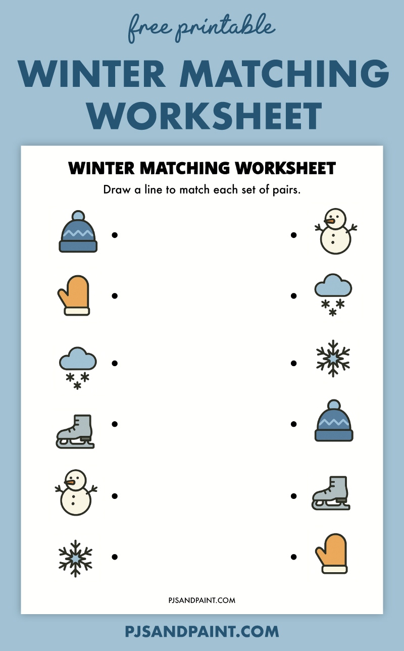 Free Printable Winter Matching Worksheet Free Printable Winter Matching Worksheet