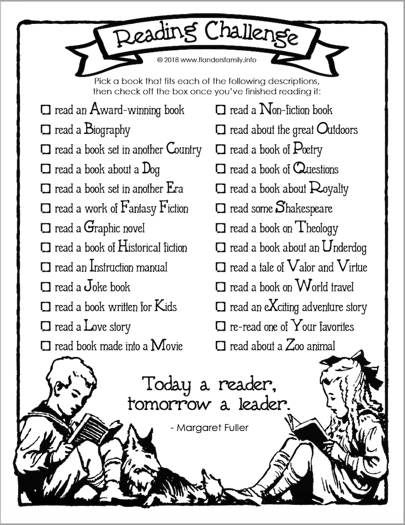 Free Reading Challenge Printable Free Reading Challenge Printable