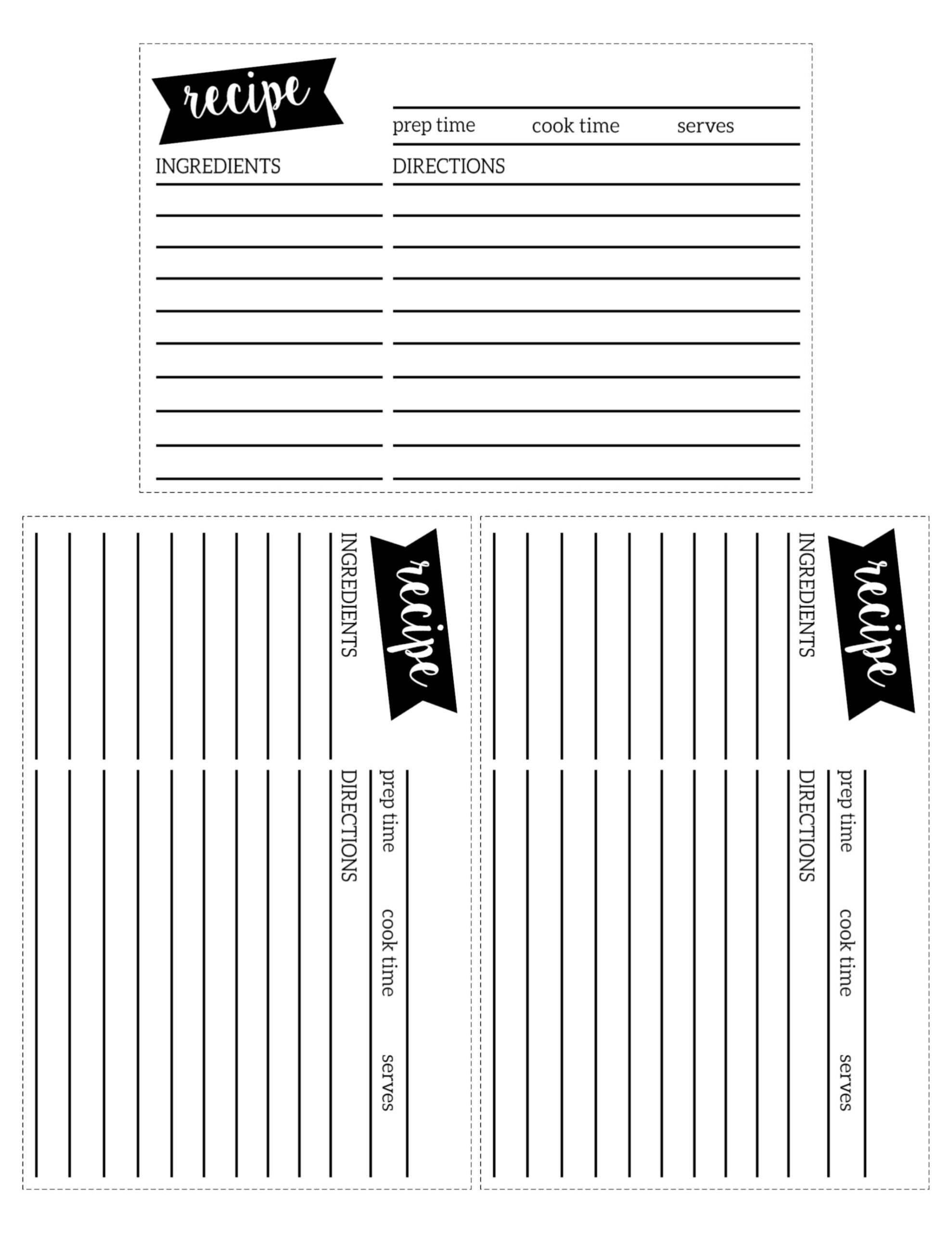 Free Recipe Card Template Printable Free Recipe Card Template Printable