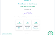 Free Typing Certificate