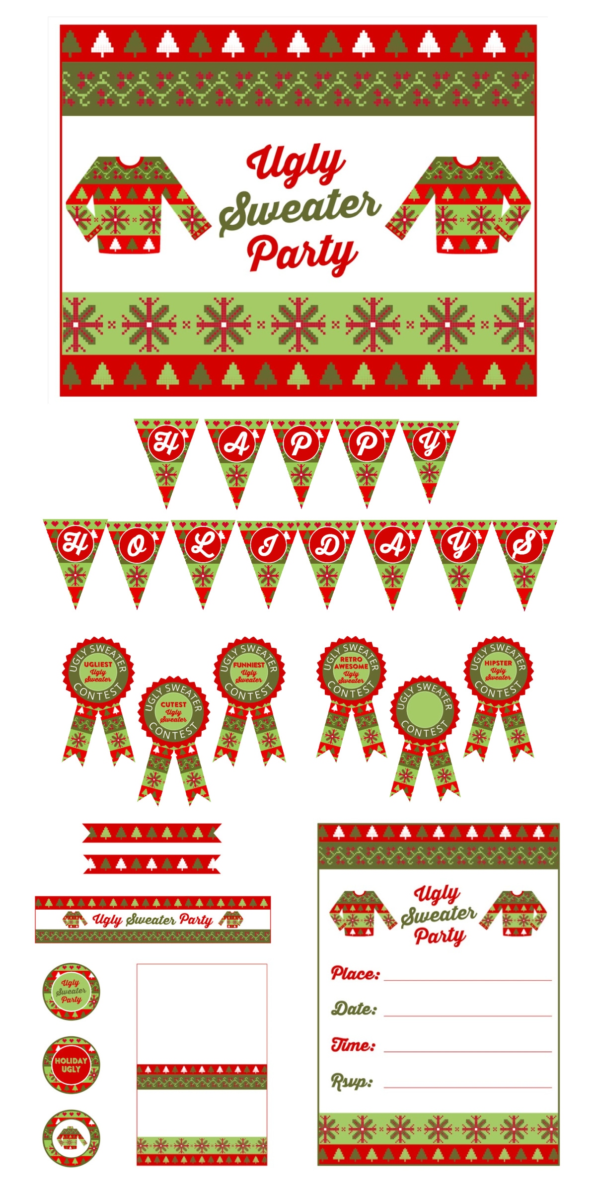 Free Ugly Sweater Party Printables