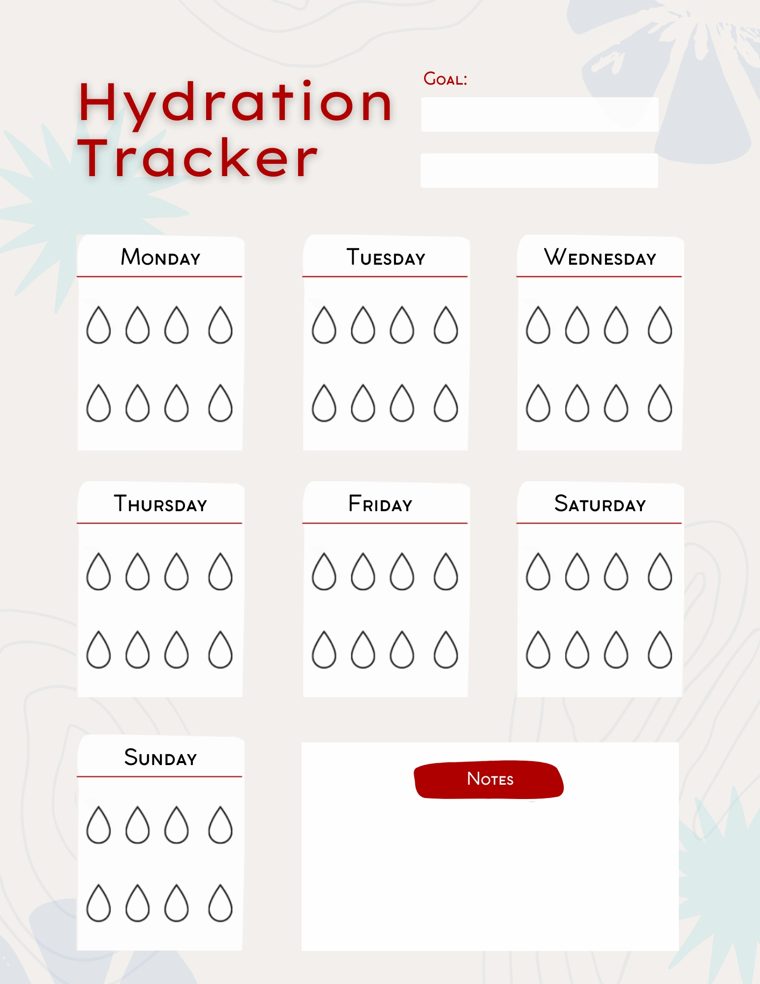 Free Water Tracker Printable
