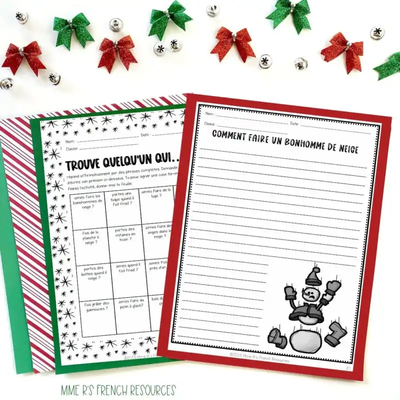 French Christmas Worksheets