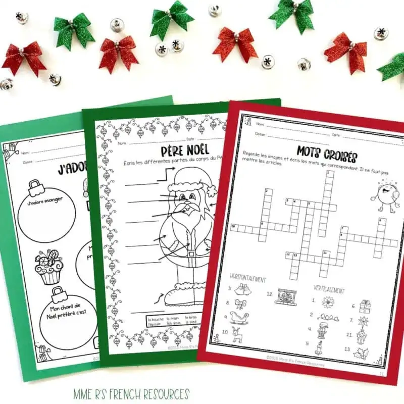 French Christmas Worksheets