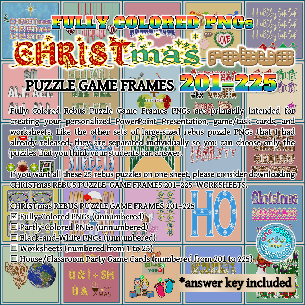 Fully Colored Christmas Rebuses 201 225 Pngs