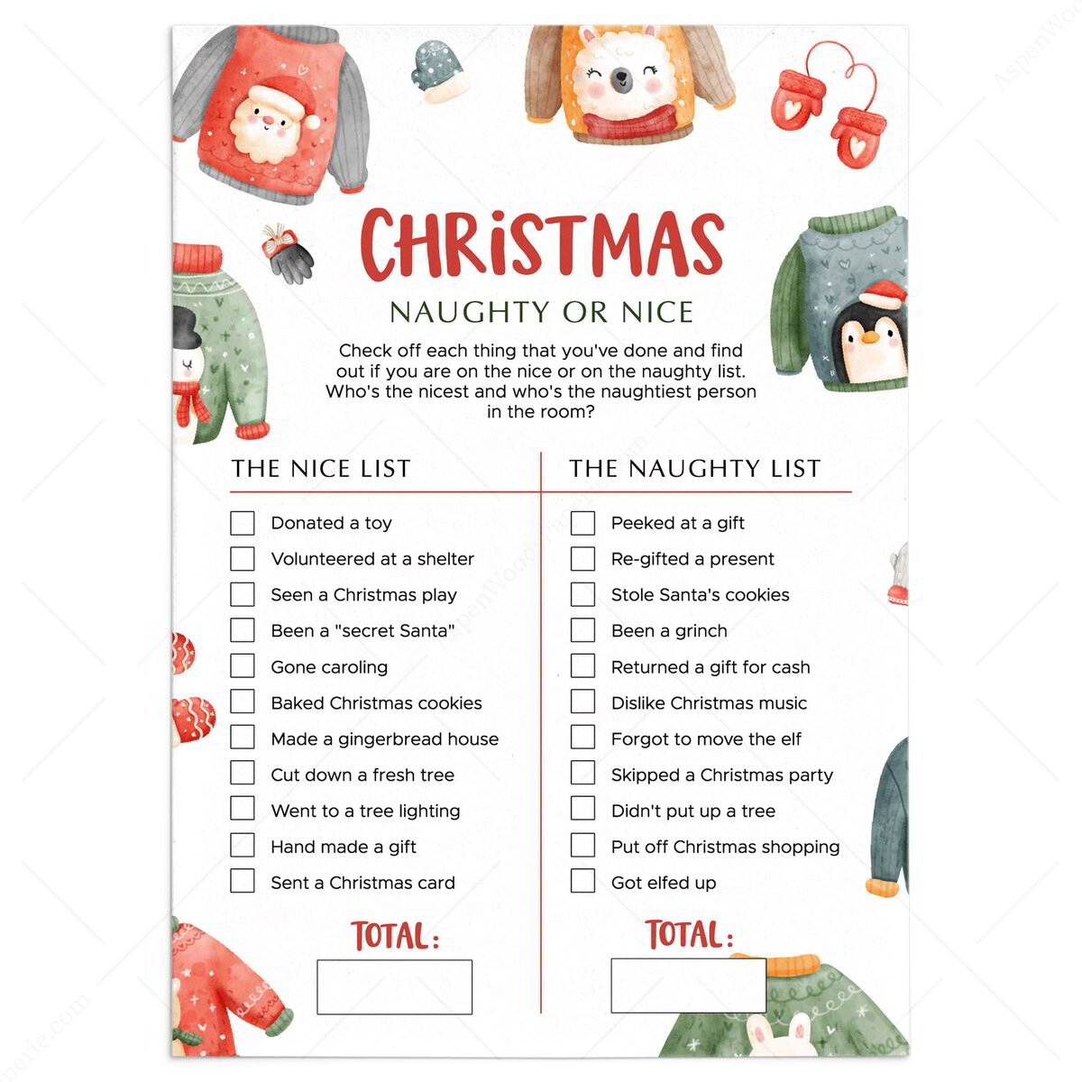Funny Santa S Naughty Or Nice List Printable For Adults Funny Santa S Naughty Or Nice List Printable For Adults